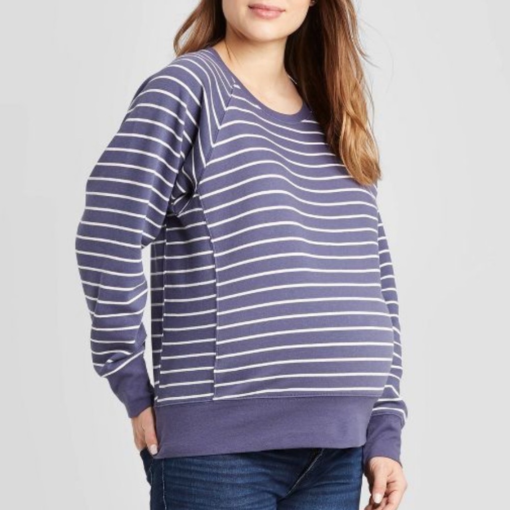 NEW Isabel Maternity Striped Sweatshirt Blue White